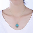 Gold Platinum Plated Necklace Pendant Drop Flower Blue 19 Inch 1MM Lobster B196