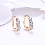 Yellow Gold Plated Earrings  Hoop Huggies AAA Zirconia  Latch Back Clasp L563