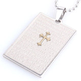 316L Stainless Steel Pendant 1.06X1.56 Inch Cross Bible Silver Necklace 22" B61