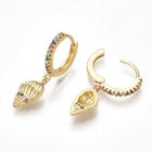 Cubic Zirconia Dangle Hoop Earrings Spiral Shell Shape Gold 26.5mm 1x1mm P627
