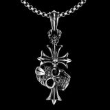 Stainless Steel Necklace Pendant Cross Biker Gothic 23" 3MM Lobster Clasp B222