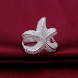 Sterling Silver Plated Fashion Ring Women Starfish B368