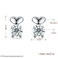 Sterling Silver Plated  Earrings  Stud AAA Zirconia  Push Back Clasp L799