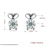 Sterling Silver Plated  Earrings  Stud AAA Zirconia  Push Back Clasp L799