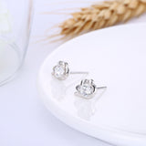 Sterling Silver Plated  Earrings  Stud AAA Zirconia  Push Back Clasp L800