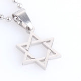 Stainless Steel Pendant  0.64X0.85 Inch Hexagram Circle David Necklace 22" B30