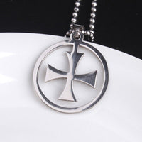 316L Stainless Steel Pendant 0.96X0.96 Inch Cross  Silver Necklace 22" B65