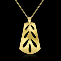 Yellow Gold Plated Necklace Women's Pendant Leaf 19" 1MM Lobster Clasp B253