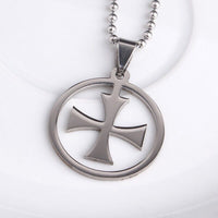 316L Stainless Steel Pendant 0.96X0.96 Inch Cross  Silver Necklace 22" B65