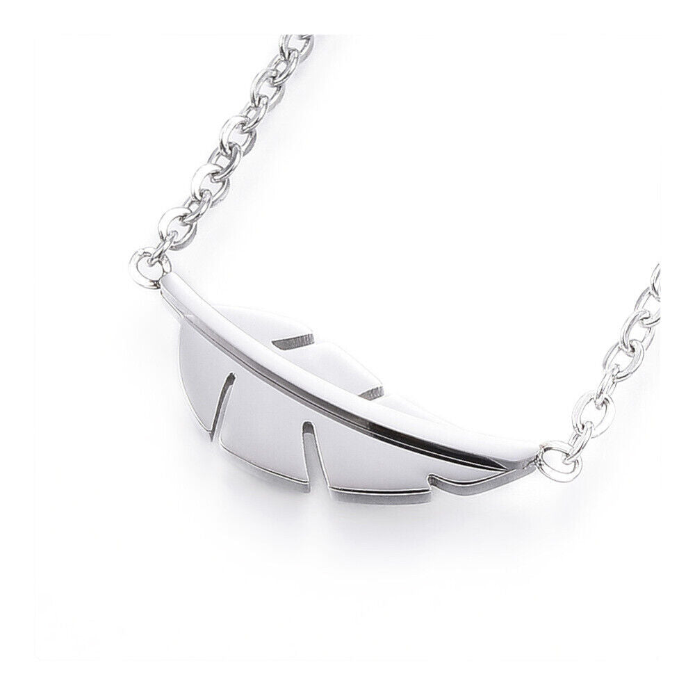 Stainless Steel Pendant Necklaces Lobster Feather Silver 16.5'' 42cm Z570