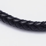 Braided Leather Cord Bracelet Stainless Steel Bayonet Clasp Black 210x6mm Z104