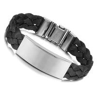 Unisex Men Stainless Steel Black Silk Weaving Bracelet 8" G2