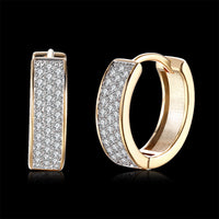 Yellow Gold Plated Earrings  Hoop Huggies AAA Zirconia  Latch Back Clasp L567