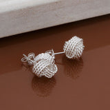 Sterling Silver Plated Ball Stud Earrings L28