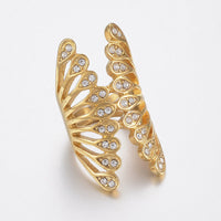 Stainless Steel Rhinestone Ring Wide Band Rings Hollow Butterfly Gold Z704