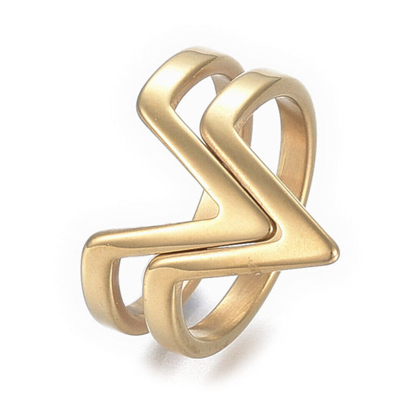 304 Stainless Steel Finger Rings Wide Band Rings Size 6~9 Gold 16~19mm Z677