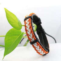 Genuine Leather Bracelet Men's Unisex  Wrap Tribal Black Brown White H32