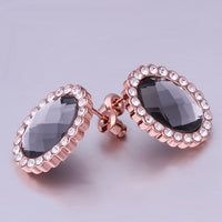 Rose Gold Zirconia Drop Stud Earrings L95