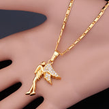 Gold Plated Necklace Pendant  Fairy Wings  Women's Lobster Clasp L125