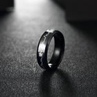 Stainless Steel Band Wedding Ring Black Men's Unisex Heart Rate B428