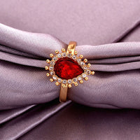 Gold Red Zirconia Band Ring Size 8 B105