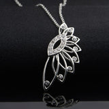 Sterling Silver Plated  Necklace Pendant Zirconia 18 Inches 1MM Lobster B46