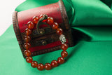 Red Gemstone Stretch Bracelets, Buddhist Bracelets, with Tibetan Buddha Head