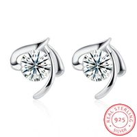 Sterling Silver Plated Earrings  Stud AAA Zirconia  Push Back Clasp L780