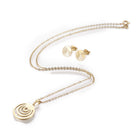 Stainless Steel Set Earring Pendant Necklace Vortex Gold 18" P831