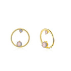 Yellow Gold Plated Earrings Stud AAA Zirconia  Push Back Clasp L511