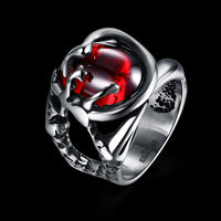 Stainless Steel Gothic Biker Tribal Ring Black Red  Men's Unisex B209