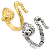 Alloy Cuff Finger Ring Snake Antique Silver Size 5 Adjustable 15.5mm P440