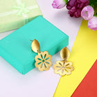 Yellow Gold Plated Earrings Leaf Flower Chandelier Latch Back Clasp L596