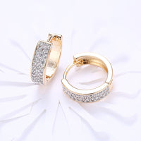 Yellow Gold Plated Earrings  Hoop Huggies AAA Zirconia  Latch Back Clasp L567