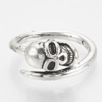 Ring Alloy Finger Ring Skull Antique Silver Size 7 Adjustable 17mm P397