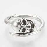 Ring Alloy Finger Ring Skull Antique Silver Size 7 Adjustable 17mm P397