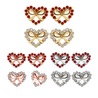 Rose Gold Platinum Plated Red Earrings AAA Zirconia Push Back Heart .68" L309