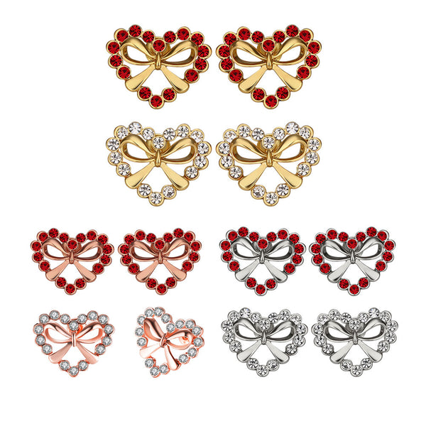 Rose Gold Platinum Plated Red Earrings AAA Zirconia Push Back Heart .68" L309