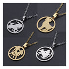 Stainless Steel Pendant Necklace Lobster Zodiac Sign Aries Gold 15.7" 1.5mm P68