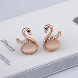 Rose Gold Cateye Zirconia Drop Stud Earrings L98