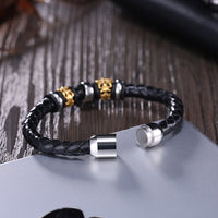 Stainless Steel Leather Bracelet 8 Inches 14MM Magnetic L349