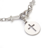 Stainless Steel Charm Bracelet Cross Silver 7.8" Z122