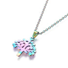 Stainless Steel Set Stud Earring Pendant Necklace Tree Of Life 18" 9x9mm P9