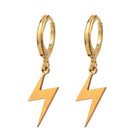 Huggie Hoop Earrings Stainless Steel Lightning Bolt Gold 30mm Z303