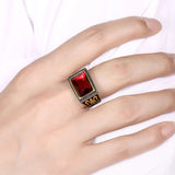 Stainless Steel Award  Ring Red Yellow Gold AAA Zirconia Men's Unisex B460