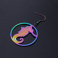 Stainless Steel Dangle Earrings Sea Hook Horse Multi-color 66x40mm 0.7mm P199