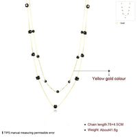 Yellow Gold Black Beads Soral Chain Double Necklace L67