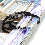 Mens Unisex Stainless Steel Brown PU Leather Bracelet 8" G4