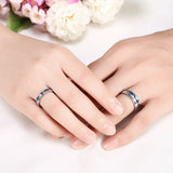 Stainless Steel Band Fashion Wedding Ring Blue AAA Zirconia Mens Unisex B467