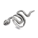 Alloy Finger Ring Snake Adjustable Antique Silver Size 9 Adjustable 19mm P437